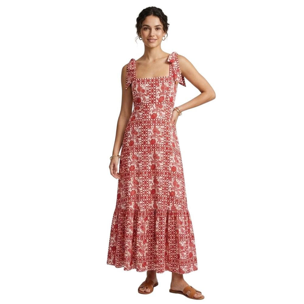 Aqua Tile Printed Midi Dress Size Small